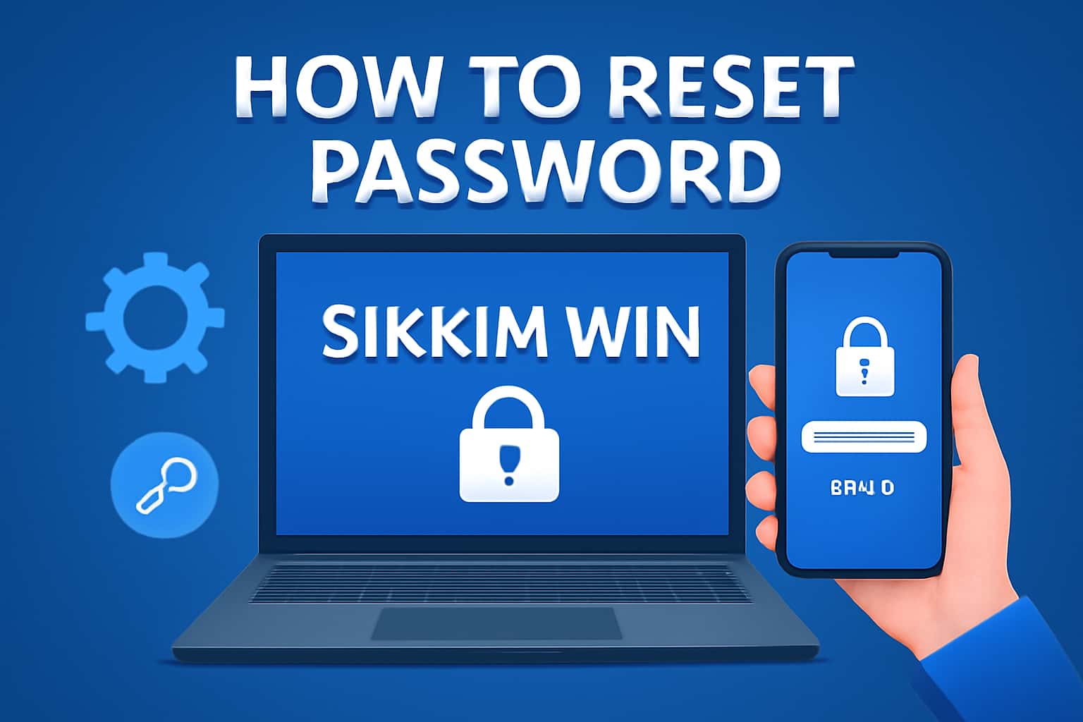 A high-tech scene depicting the process of resetting the Sikkim Win password.